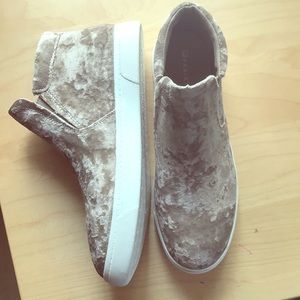 Fabletics gold velvet high tops